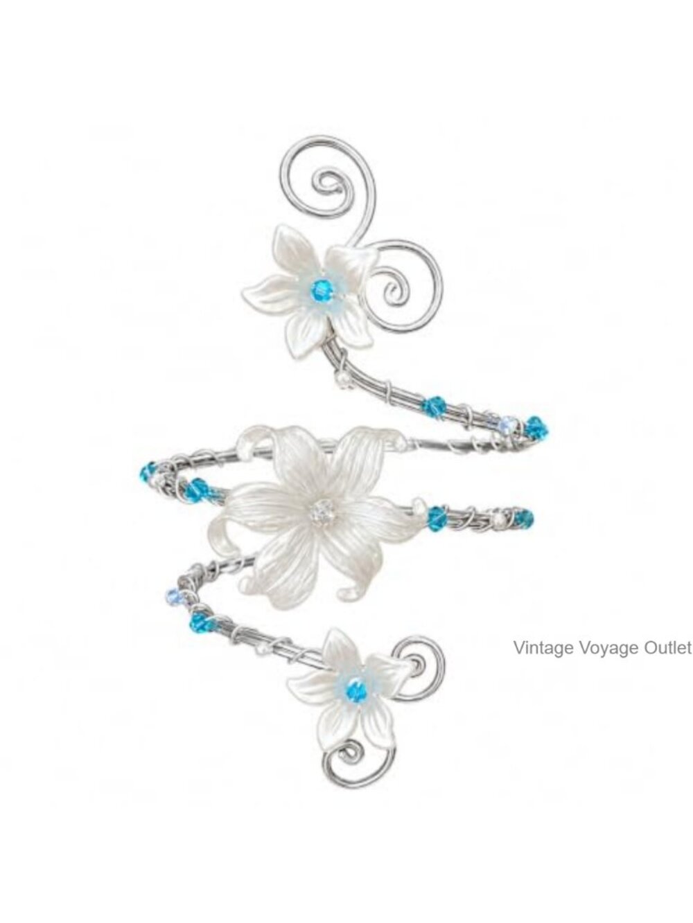 Floral Arm Cuff Gold Tone Adjustable Upper Arm Jewelry Boho Fairy Festival